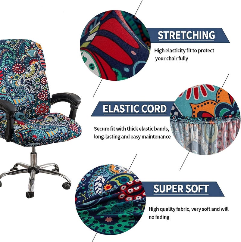 NILUOH Stretch Office Computer Chair Cover with Zipper, Rotating Boss Chair Slipcovers, Soft Chair Cover for Dorm Desk Chair, Soft Fit Universal Removable Spandex - Image 4